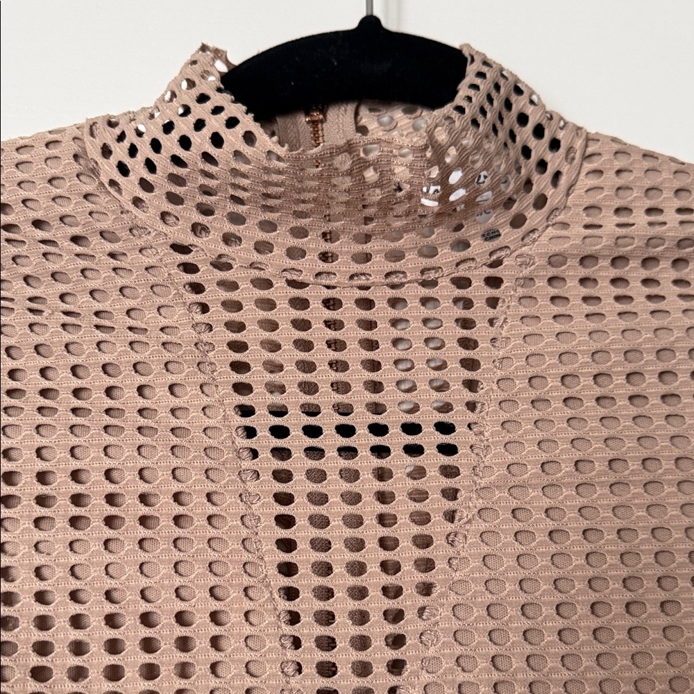 Elegant Tan Long Sleeve Dress - Picture 4 of 9